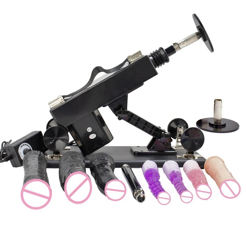 Mute Love Machine Gun with 8 Dildos Attachments Sex Machine Stroke Masturbator