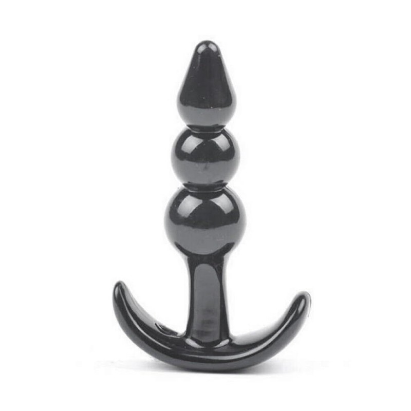 Classic Two Ball Beaded Tip Butt Plug with T-Bar Gradual Butt Sex Toy for Women