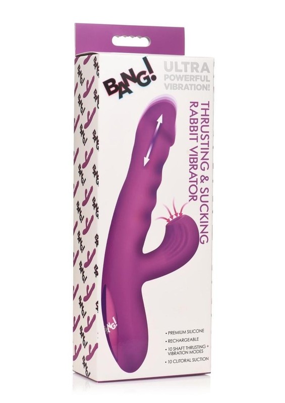 Bang! Thrusting & Sucking Rechargeable Silicone Rabbit Vibrator