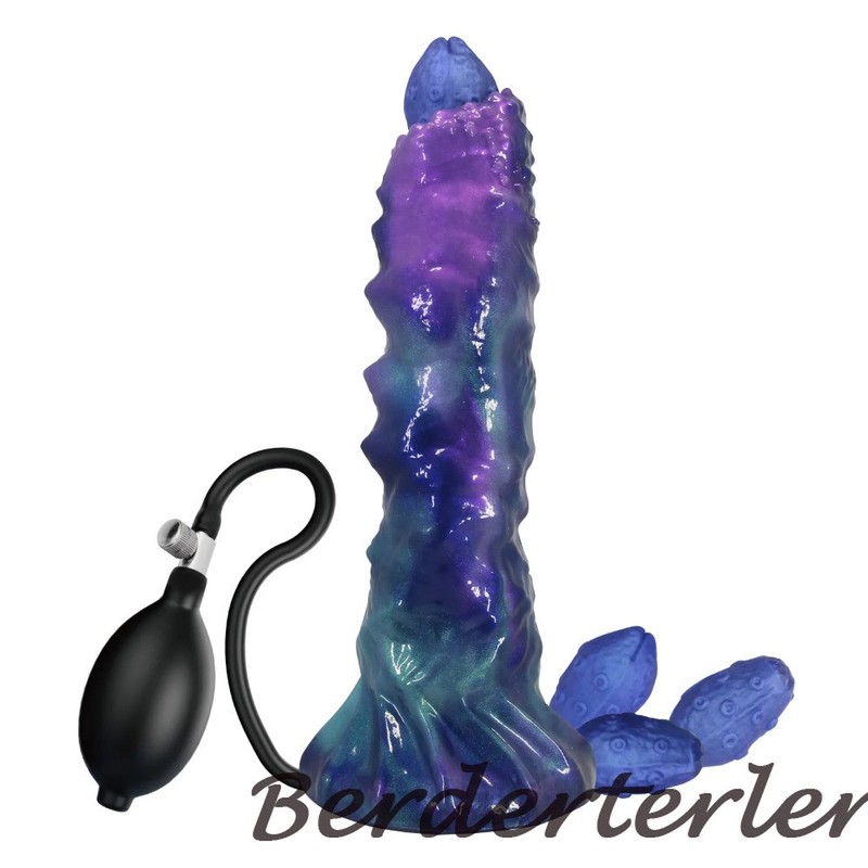 Ovipositor with 4 Egg Silicone Anal Dildo Inflatable Spray Butt Plug Anal Beads