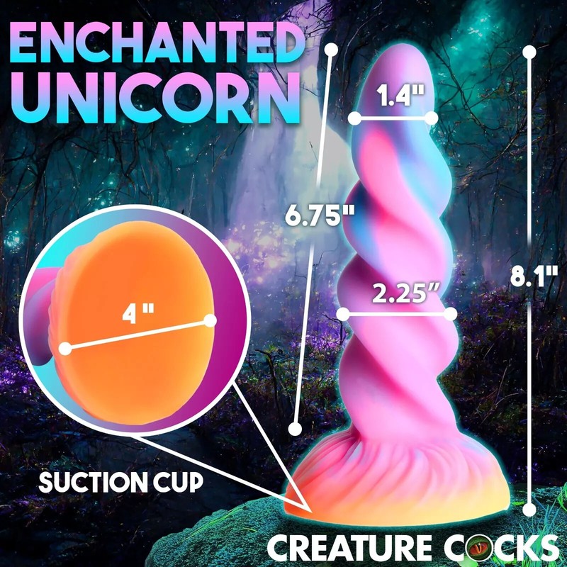 Creature Cocks Moon Rider Glow in the Dark Unicorn Silicone Dildo - Multicolor gallery