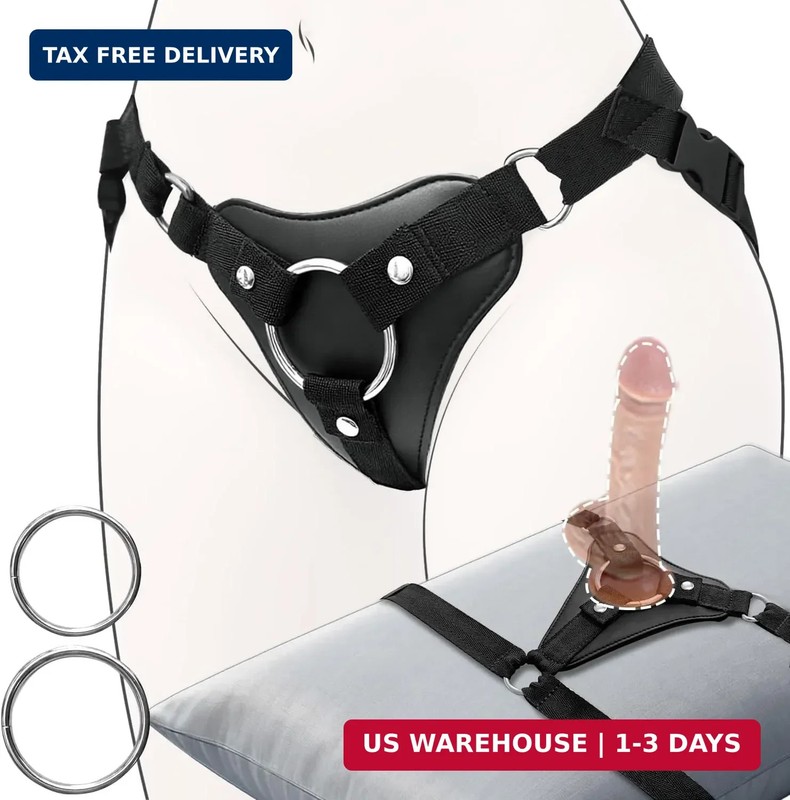 Strap On Harness Dildo Holder, 2 in 1 Wearable or Saddle Strapon Harness with 2