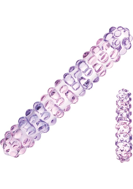 Glas Purple Rose Hand Blown Glass Nubby Textured Dildo Sex Toy Hypoallergenic