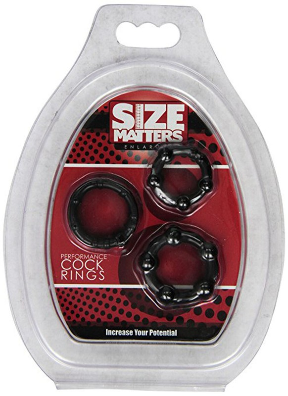 Black Performance Erection Enhancement Rings- Size Matters