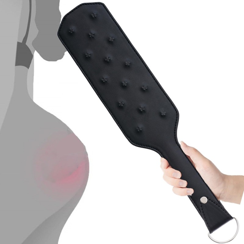 Black Leather Spanking Paddle, Thorn, BDSM, Roleplay, Flogger, Fetish, Adult Sex