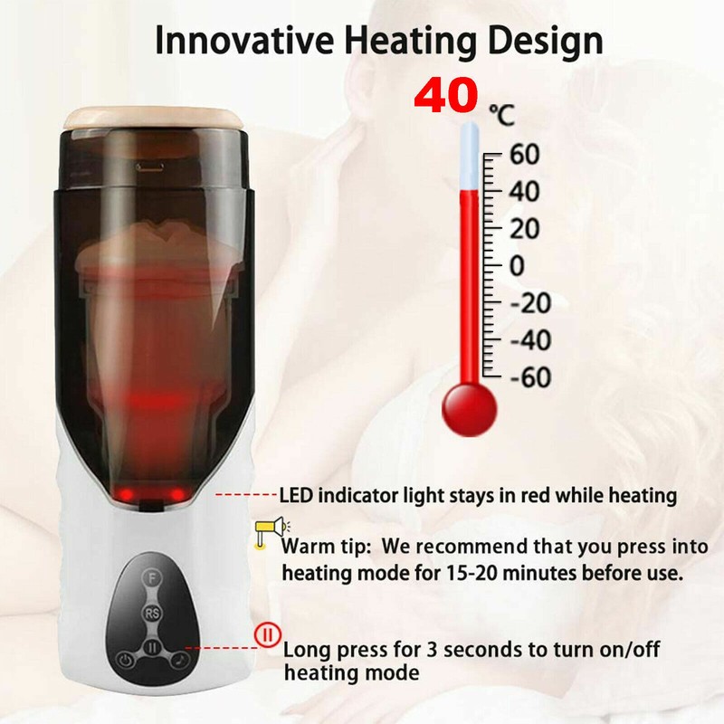 Masturbaters Automatic HandsFree Male Telescopic Heating Cup Stroker Men Sex Toy gallery