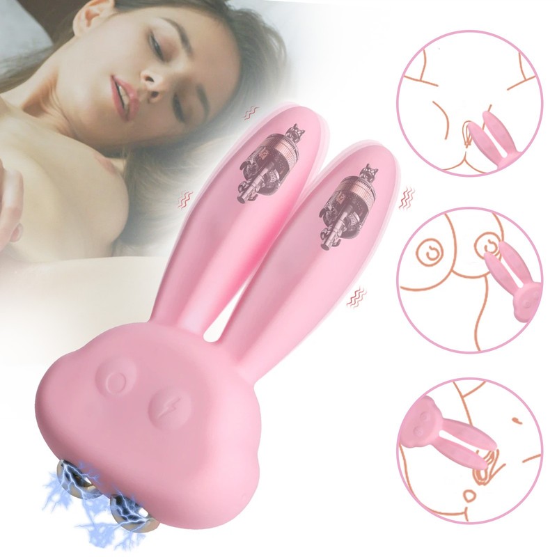 Electric Rabbit Vibrating Breast Nipple Clamps Orgasm Enhancer for Women Sex Toy