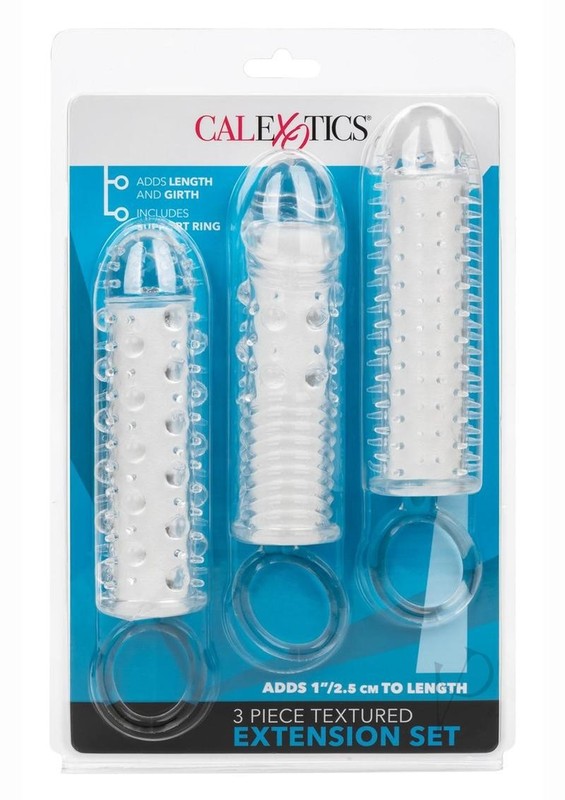 Textured Extension Set Penis Sleeves (3 piece) – Clear