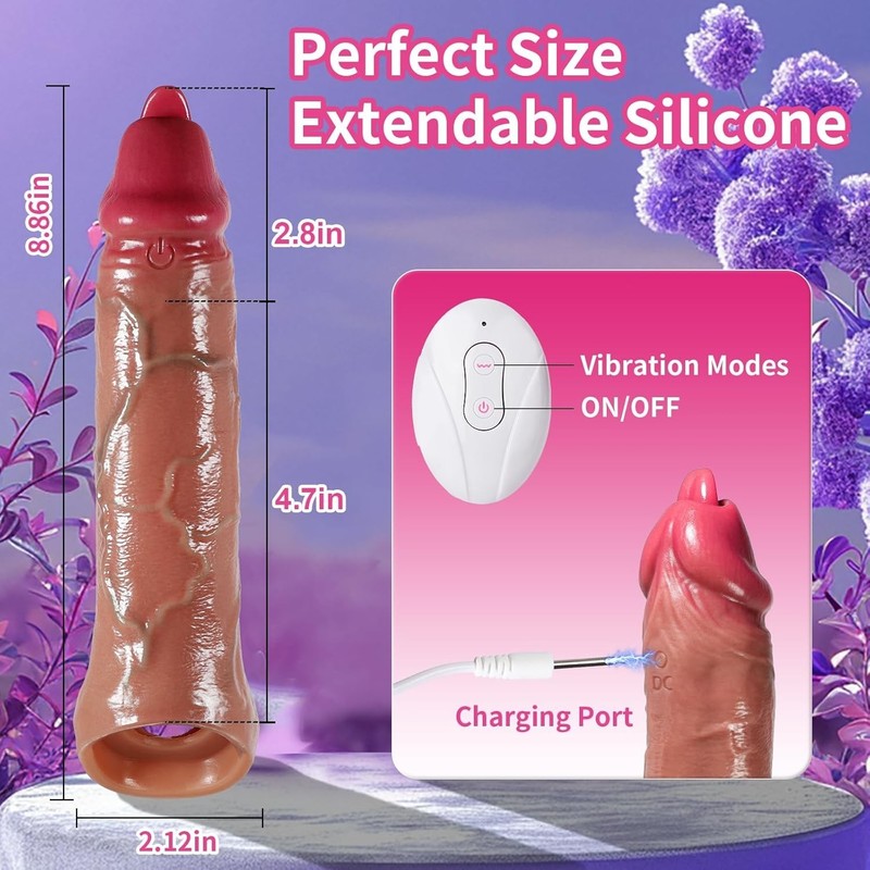 Body Safe Waterproof Penis Sleeve Vibrator with 9 Vibration Settings for Couples gallery
