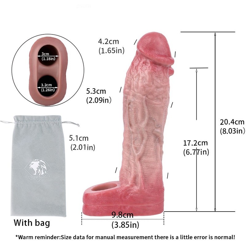 Huge Male Cock Girth Enlarger Enhancer Realistic Penis Extender Sheath Sleeve US
