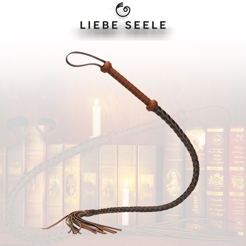 Liebe Seele Leather Whip, Black & Brown – Wood and Genuine Leather Bondage Whip