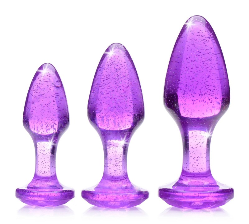 Booty Sparks Glitter Gem Anal Plug Set – Purple
