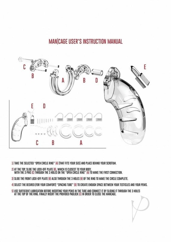 Man Cage Model 05 Male Chastity with Lock 5.5in - Clear gallery