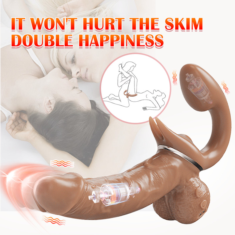 Big Penis G-Spot Sex Toy For Women Lesbian Strap-on Telescopic Dildo Vibrator