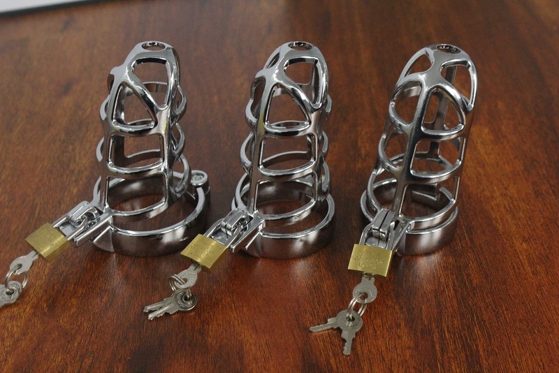 Metal Chastity Cage Penis Lock Device 40/42/45/50mm Cock Ring Sex Toy for Men SM gallery
