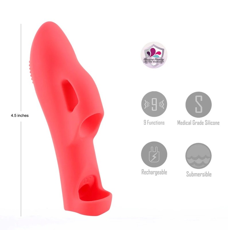 Red Liquid Silicone Finger Vibe Vibrator Massager Couple Foreplay Sex Toys gallery