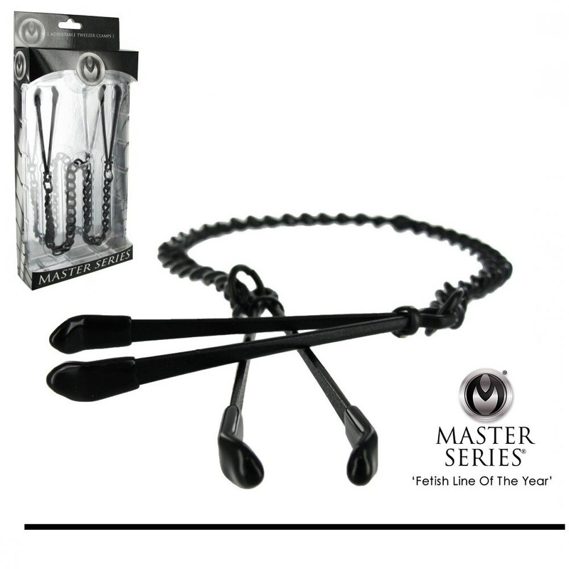 Reign Noir Black Nipple Tweezer Clamps ADJUSTABLE Pressure MASTER SERIES Bondage