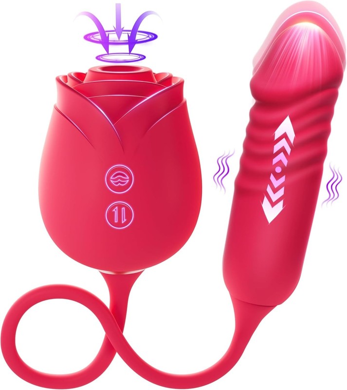 Vibrator Dildo Sex Toys for Women – MOOLIGIRL Rose Sex Toy with Thrusting G Spot