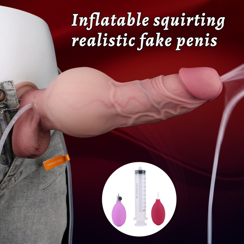 8.85" Realistic Inflatable Ejaculation Dildo Squirting Penis Cock For Women Toys gallery