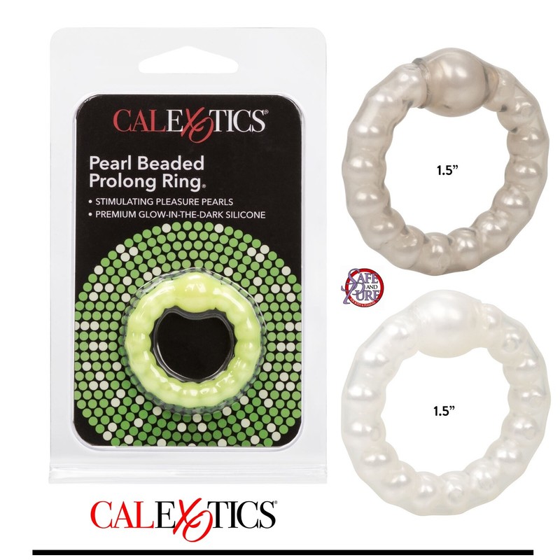 Pearl Beaded PROLONG Cock Ring STRETCHY Silicone Penis Enlarger Sex Toy Men 1.5&Prime;