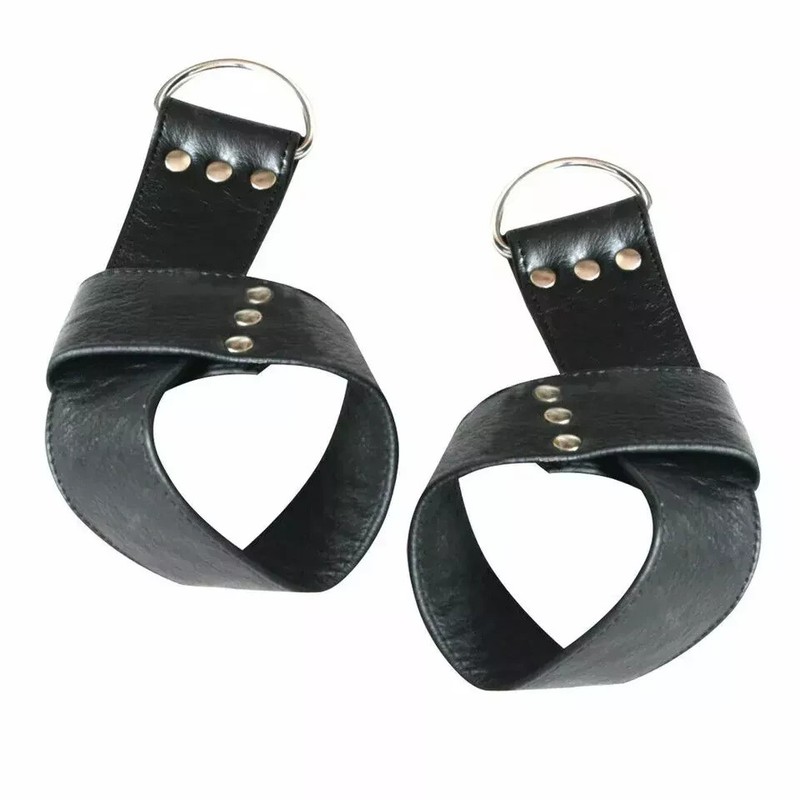 Real Leather Wrist Cuffs & Blindfold Set Adjustable Restraint Couples Role Play gallery