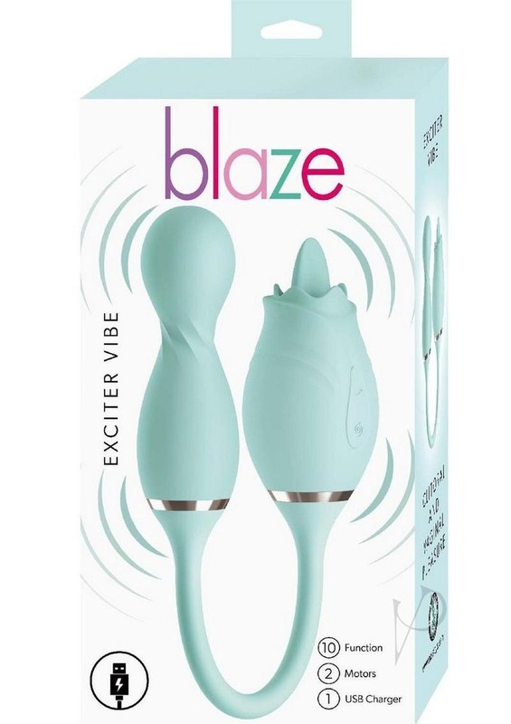 Blaze Exciter Rechargeable Silicone Dual Stimulating Vibrator – Aqua