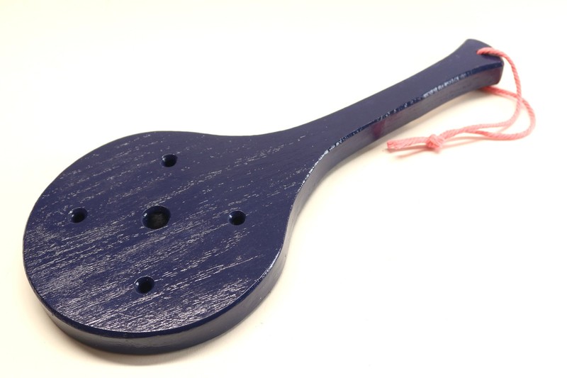 12.5&Prime; Midnight Hedgehog Sting Spanking Paddle Red Oak Handmade USA Indigo Wood