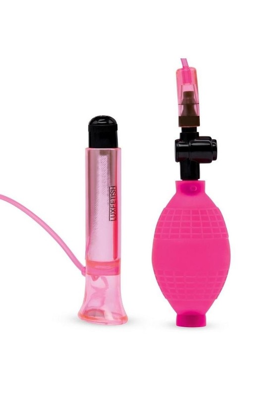 Lux Fetish Vibrating Clitoral Pump with Quick Release -Pink/Black