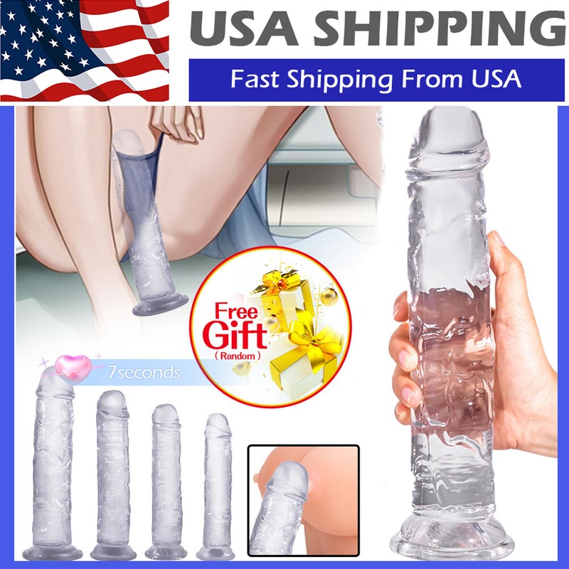 4 Sizes Huge Jelly Dong Realistic Veined Dildo Penis Suction Cup Adult Sex-Toys