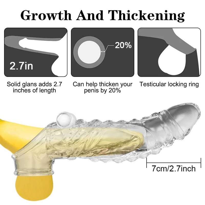 Reusable Penis Extender Silicone Sleeve Delay Ejaculation Cock Ring for Men gallery
