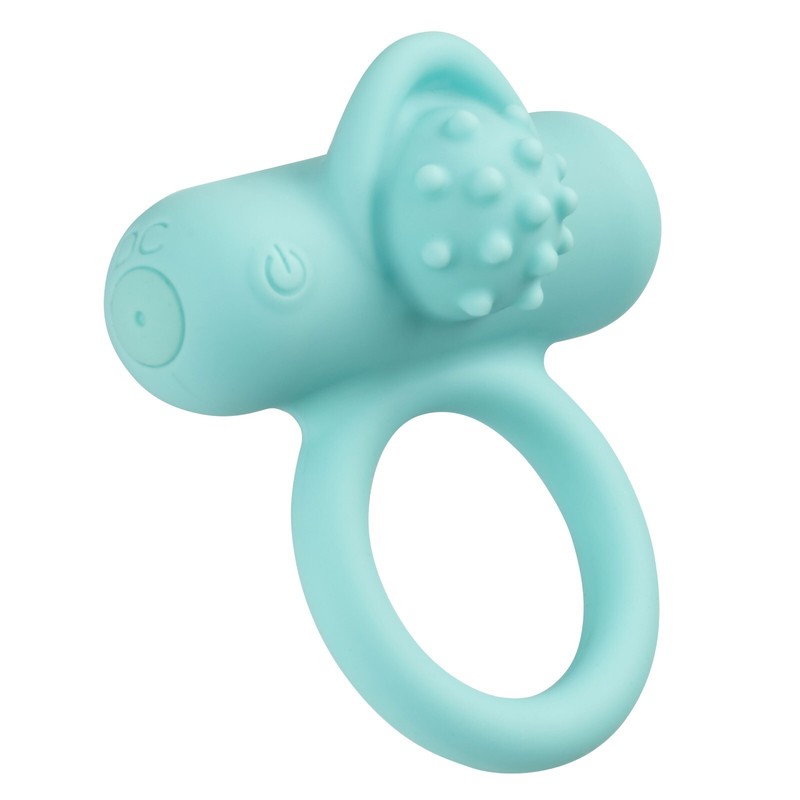 CalExotics Nubby Lover&rsquo;s Delight Cock Ring Vibrating Silicone Rechargeable Blue