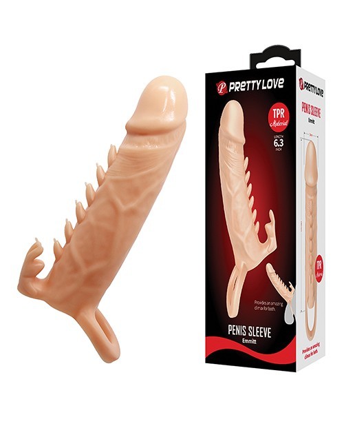 Pretty Love Emmitt 6.3 Inch TPR Textured Male Penis Enhancer Sleeve Extension