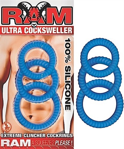 Nasstoys RAM Ultra Cocksweller Blue 3pk – Silicone Clincher Penis Cock Rings