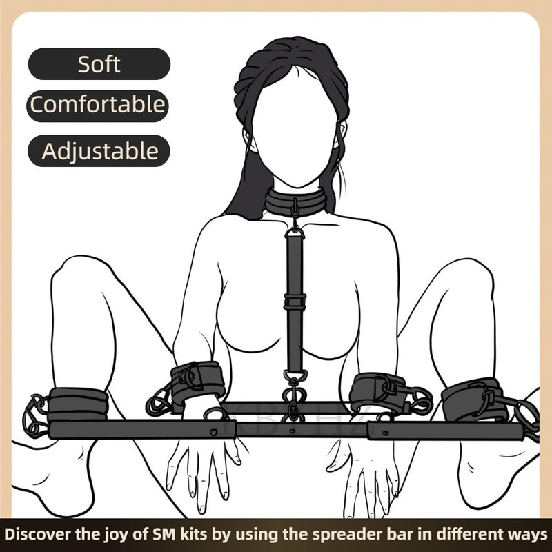 Spreader Bar Sex Toys with Wrist Ankle Neck Collar Restraint Kits Black gallery