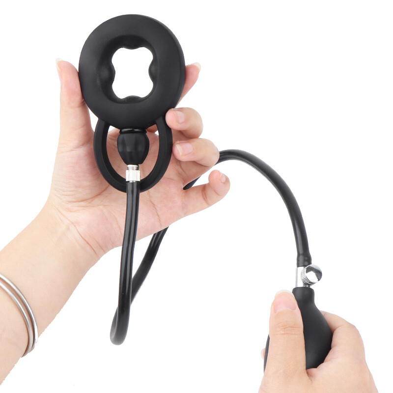 Male Inflatable Pump Penis Cock Ring Masturbator Ball Stretcher Enhancer Sex Toy gallery
