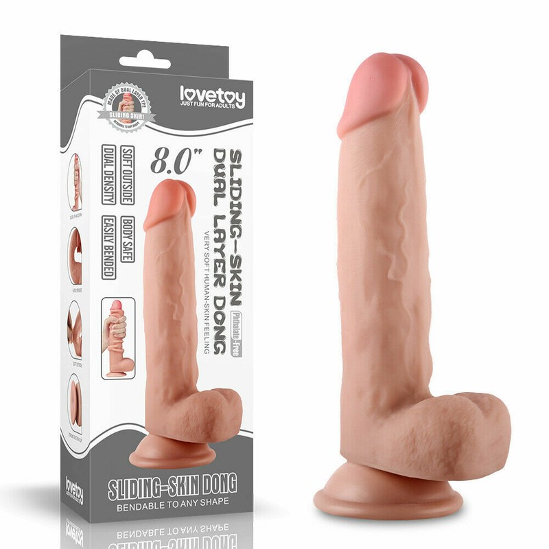 Lovetoy 7"- 9" Consolador Real de Doble Capa de Piel, Dildo Grande Pene Enorme