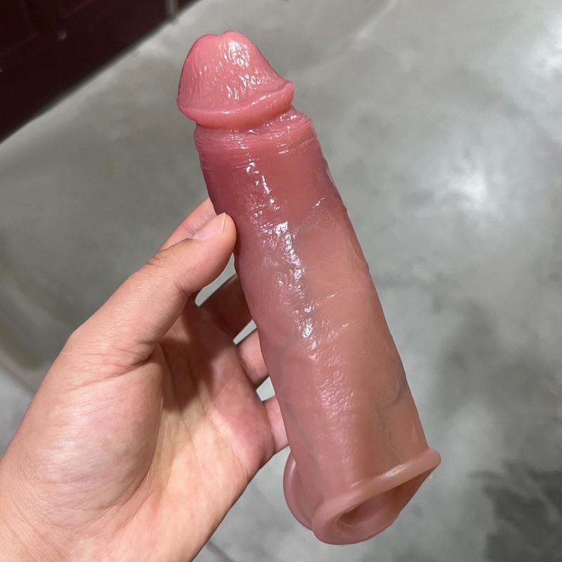 Silicone Realistic Cock Sleeve Penis Girth Extension Dick Extender Real Enlarger gallery