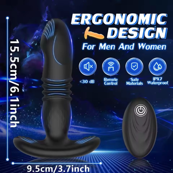 Thrusting Anal Butt Plug Dildo Vibrator Clit Anal Massager Sex Toy for Men Women gallery