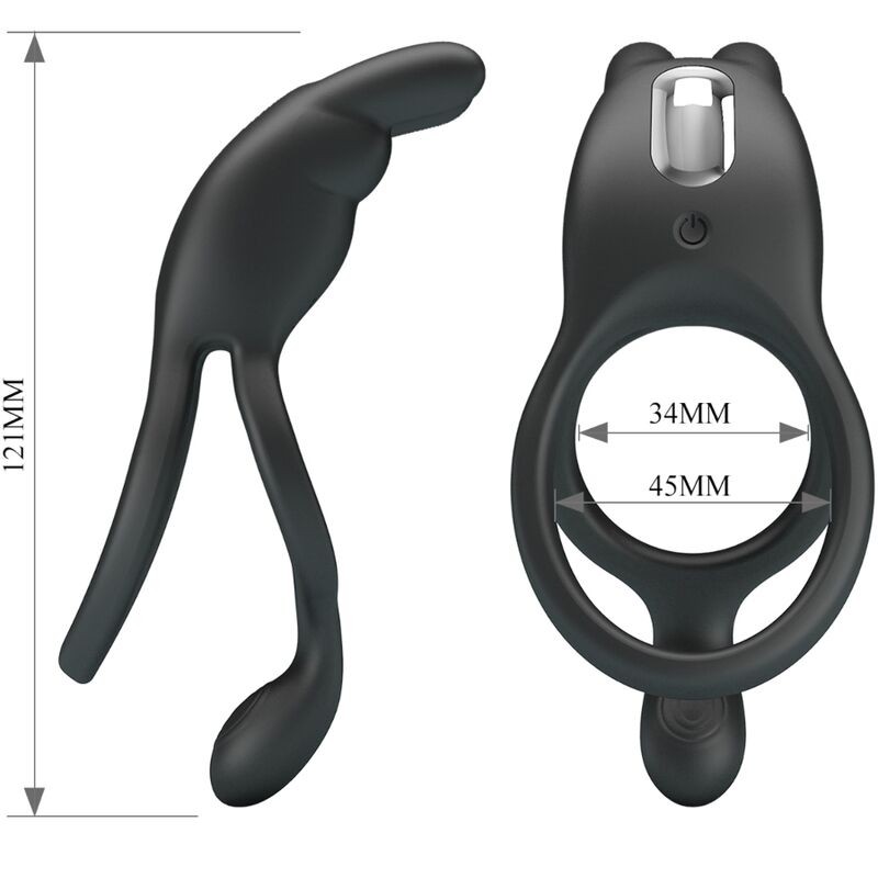 Pretty Love Seth - Black Rabbit Vibrating Double Phallic Ring gallery