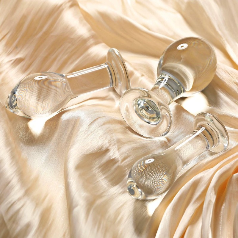 Glass Butt Plug Training Kit for Beginners, 3 Pcs Crystal Anal Plug Set Clear Bu gallery
