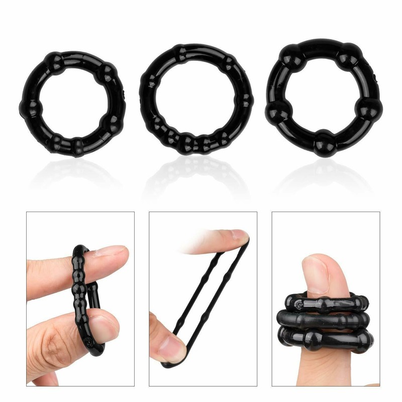 Black Triple Cock Ring Set