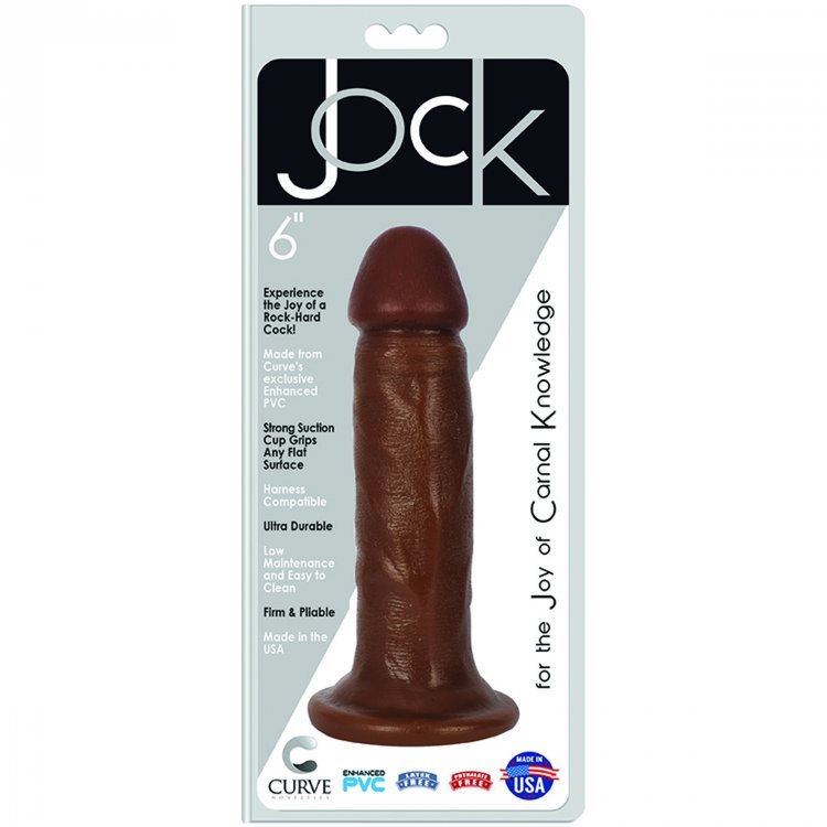 NEW JOCK 6 Inch Dong Brown USA Made Phthalate-Fee suction cup Dildo gallery
