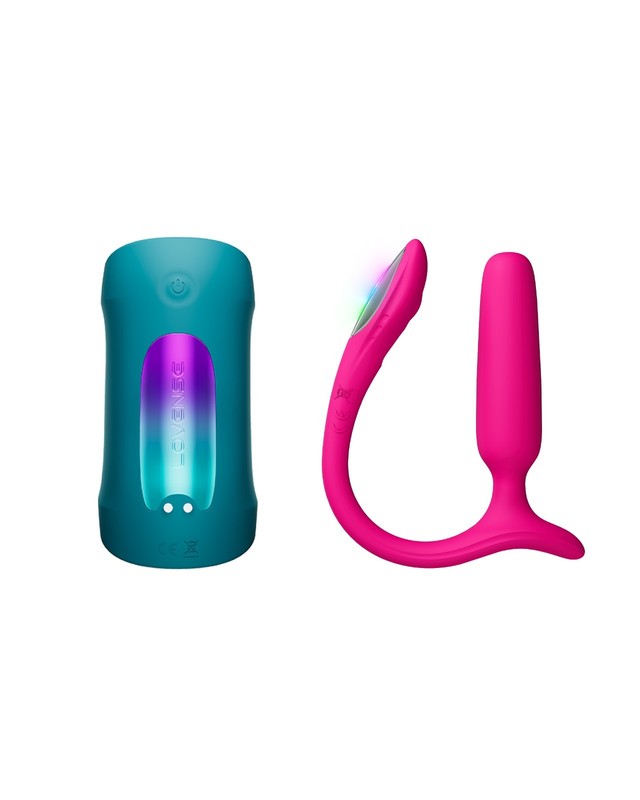 LOVENSE Lush Anal Vibrating Butt Plug with LED Light+Gush 2 Male Masturbator