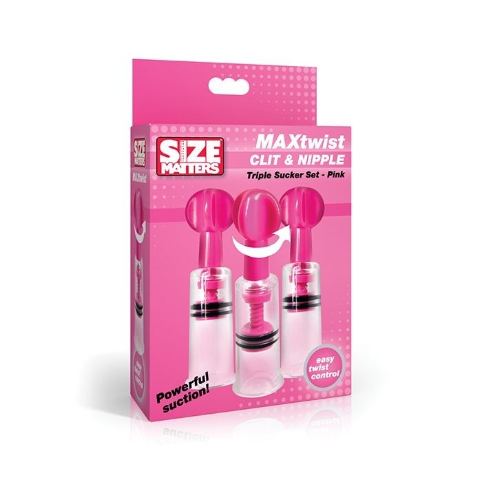 Size Matters MAXtwist Clit & Nipple Triple Sucker Set Pink
