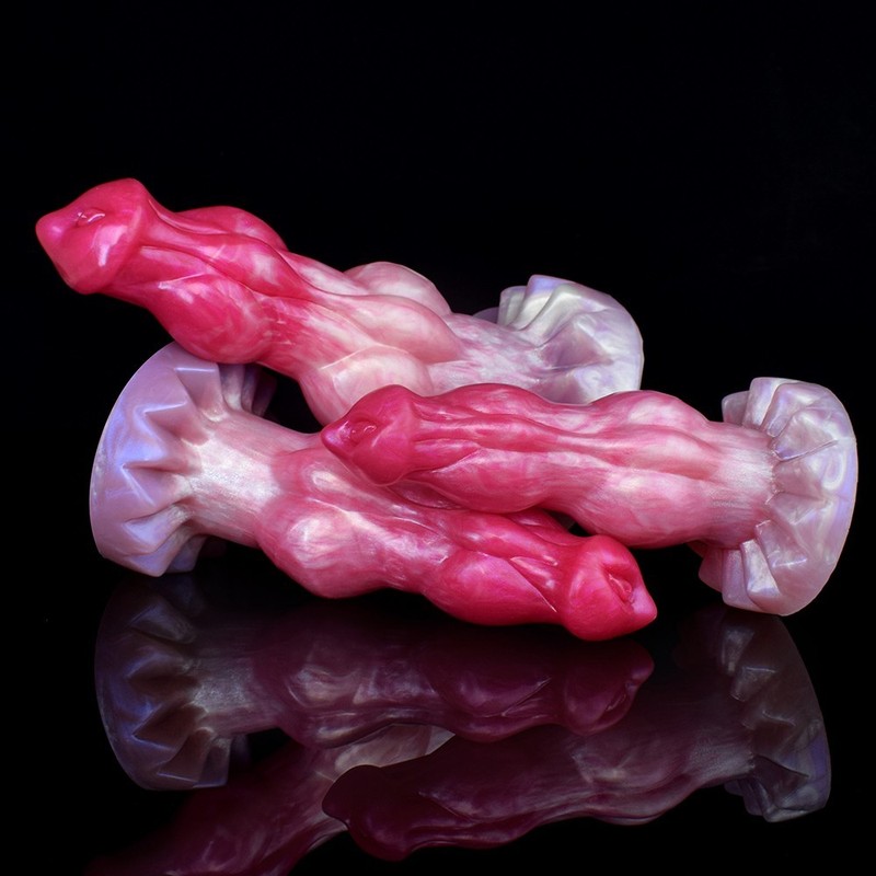 Pink Fantasy Muscle Texture Dildo Double Knots Suction Cup G-spot Adult Sex Toy gallery