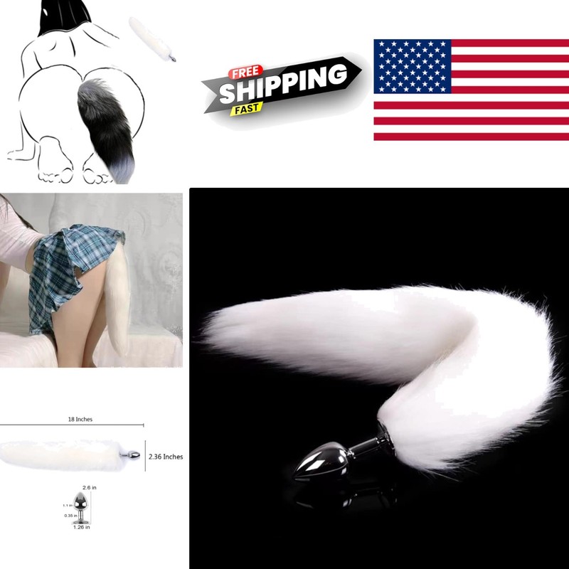 Adult Fox Tail Anal Plug Stainless Steel Toy for Couples and Individuals