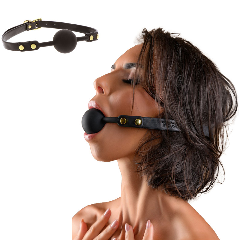 Black Soft Silicone Ball Gag Leather Strap Bite BDSM Bondage