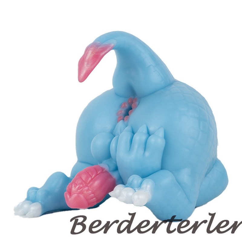 Cyan Dragon Mold Male Masturbator Single Channel Silicone Stroker With Penis