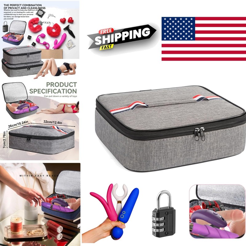 Sex Toy Storage Organizer with Lock 12.5 Inch Grey Water Resistant Design