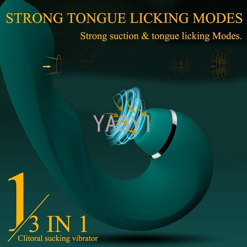 Sucking-Vibrator-Clit-Sucker-Dildo-Vibe-G-spot-Massager-Sex-Toy for-Women Green gallery